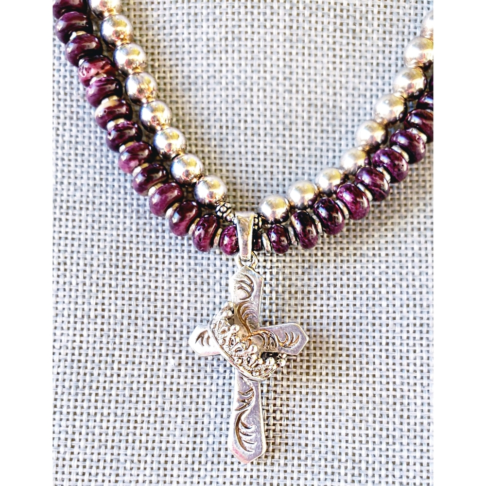 SOLD RARE Purple Spiny Oyster Sterling Silver Necklace - Picture 3 of 7